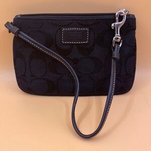Coach Black Wristlet Signature Canvas